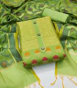 Kimisha women's green banarasi jacquard dress material