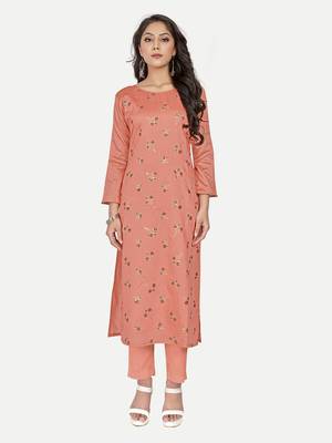 Elevate Your Style with the Exquisite Orange Foil Printed Kurta for Women 2