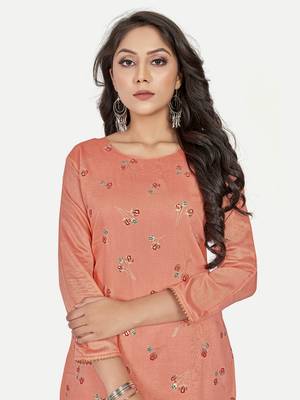 Elevate Your Style with the Exquisite Orange Foil Printed Kurta for Women 4