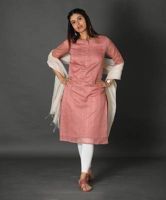 Peach chanderi silk kurti 1