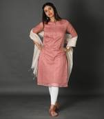 Peach chanderi silk kurti