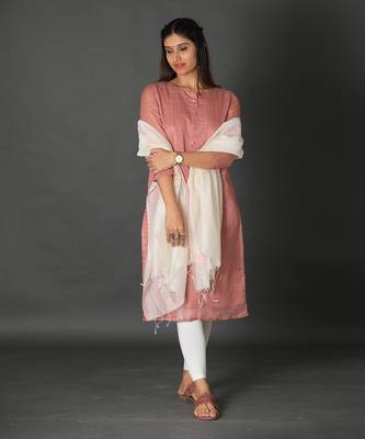 Peach chanderi silk kurti 2