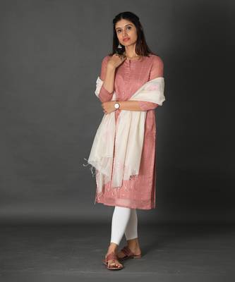 Peach chanderi silk kurti 3