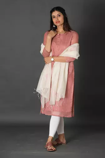 Peach chanderi silk kurti