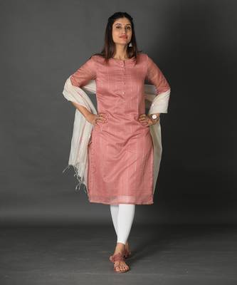 Peach chanderi silk kurti 4