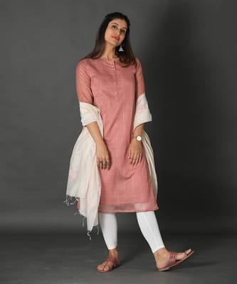 Peach chanderi silk kurti 5