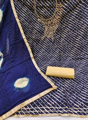 Kimisha navy blue premium jam cotton handwork dress material 2