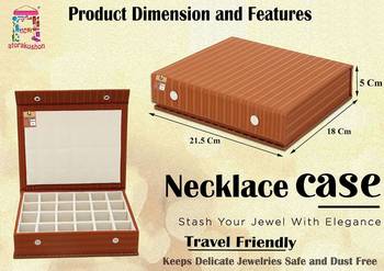 Atorakushon pu leather makeup storage case 24 grid jewellery organizer locker box  earring ring box (brown) 3