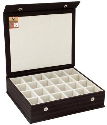 Atorakushon pu leather makeup storage case 24 grid jewellery organizer locker box  earring ring box (black) 1