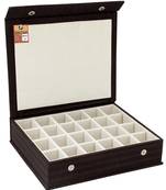 Atorakushon pu leather makeup storage case 24 grid jewellery organizer locker box  earring ring box (black)