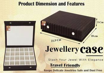 Atorakushon pu leather makeup storage case 24 grid jewellery organizer locker box  earring ring box (black) 3
