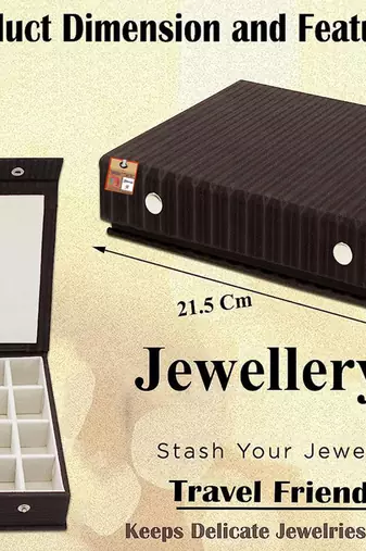 Atorakushon pu leather makeup storage case 24 grid jewellery organizer locker box  earring ring box (black)