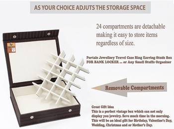 Atorakushon pu leather makeup storage case 24 grid jewellery organizer locker box  earring ring box (black) 4