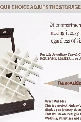 Atorakushon pu leather makeup storage case 24 grid jewellery organizer locker box  earring ring box (black)