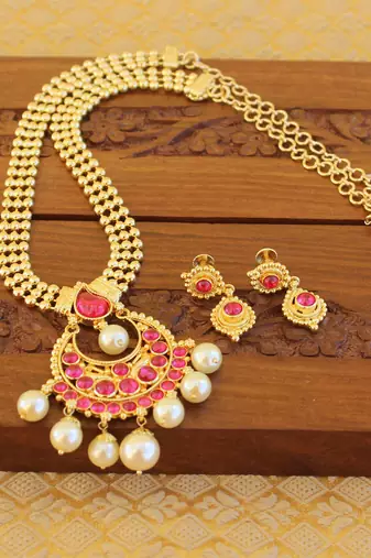 Kempu micro gold  plated necklace set