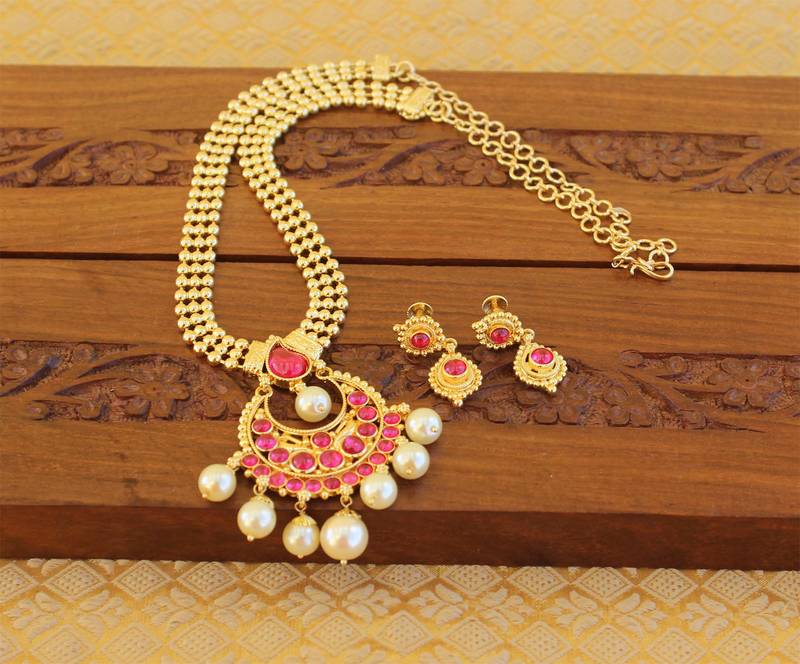 Kempu micro gold  plated necklace set