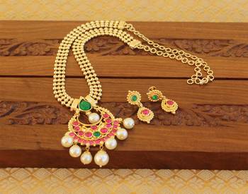 Kempu micro gold  plated necklace set 2