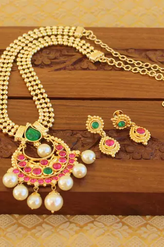 Kempu micro gold  plated necklace set