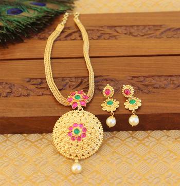 Kempu micro gold  plated necklace set 1