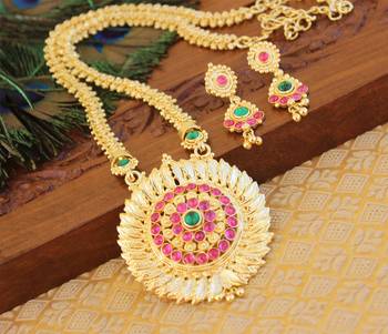 Kempu micro gold  plated necklace set 1