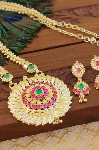 Kempu micro gold  plated necklace set