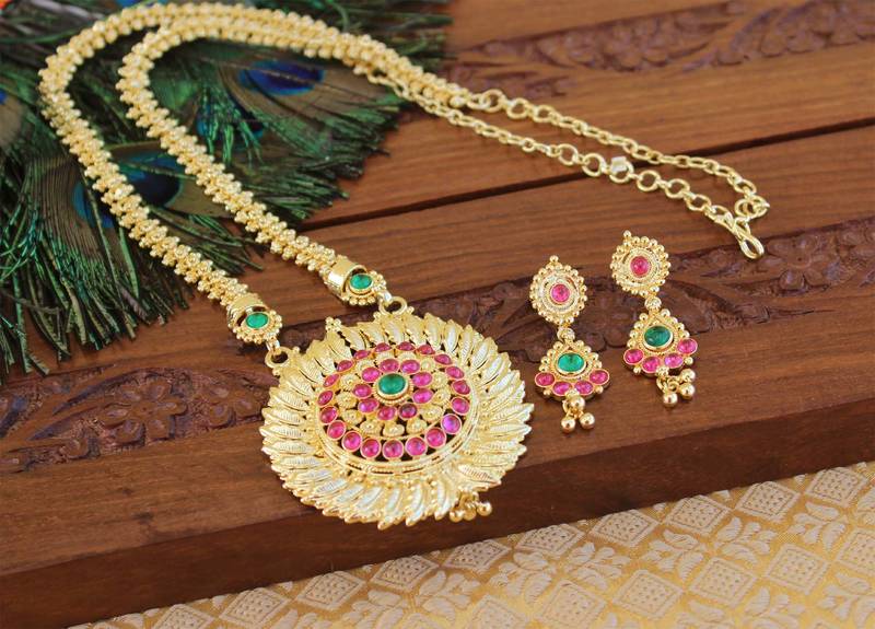 Kempu micro gold  plated necklace set