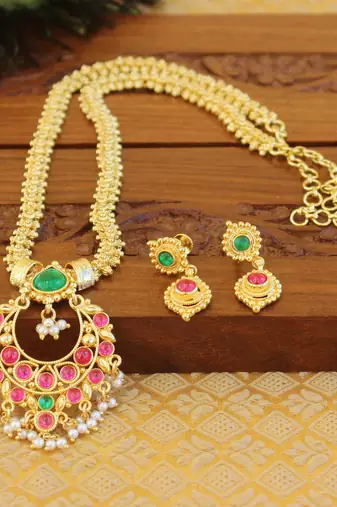 Kempu micro gold  plated necklace set