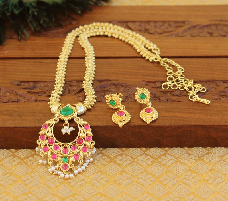 Kempu micro gold  plated necklace set