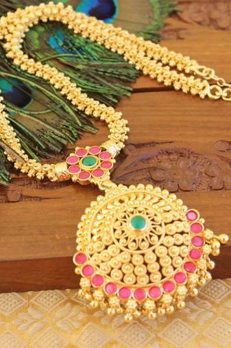Kempu micro gold  plated necklace set