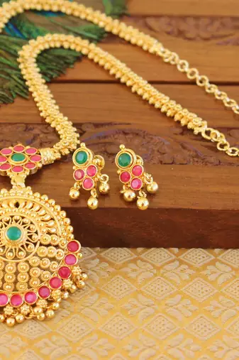 Kempu micro gold  plated necklace set