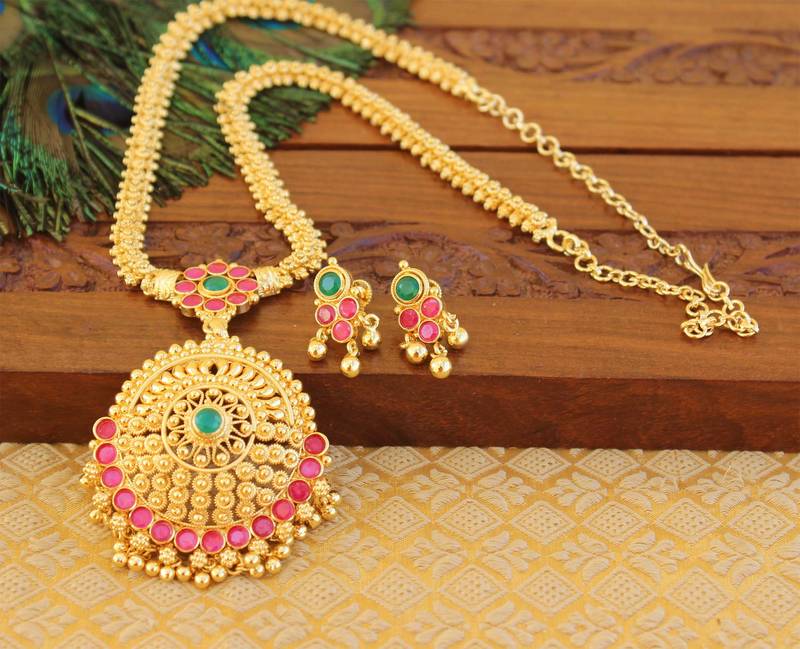 Kempu micro gold  plated necklace set