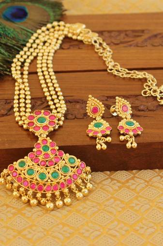 Kempu micro gold  plated necklace set