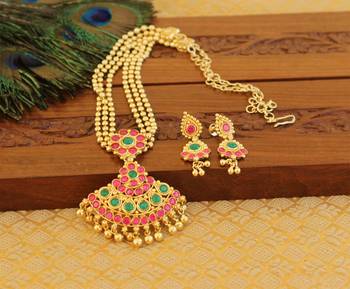 Kempu micro gold  plated necklace set 1