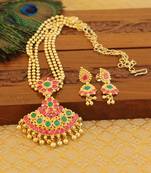 Kempu micro gold  plated necklace set