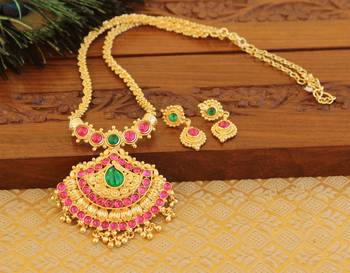 Kempu micro gold  plated necklace set 1