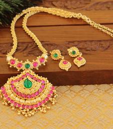 Kempu micro gold  plated necklace set