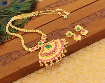 Kempu micro gold  plated necklace set 3