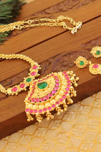 Kempu micro gold  plated necklace set