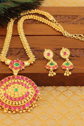 Kempu micro gold  plated necklace set