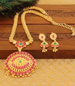 Kempu micro gold  plated necklace set