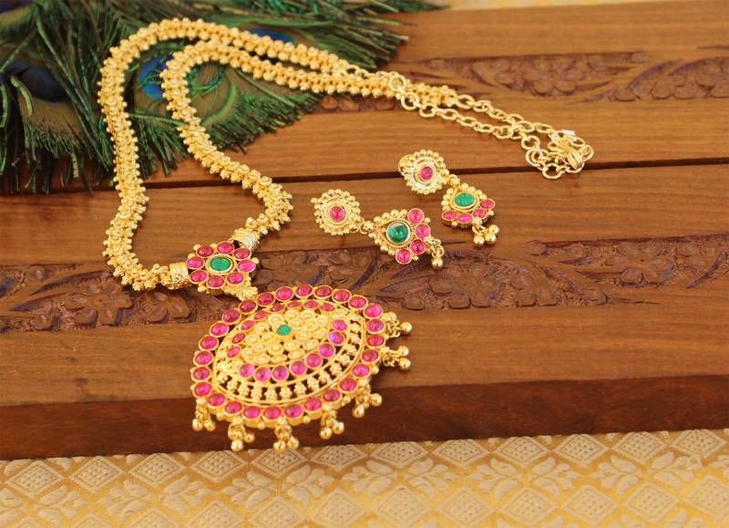 Kempu micro gold  plated necklace set