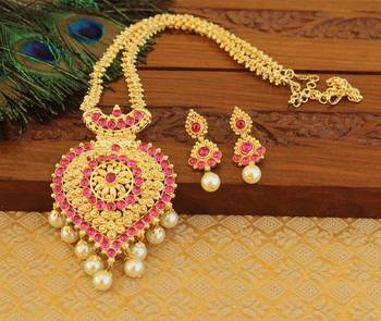 Kempu micro gold  plated necklace set 1