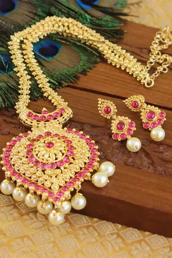 Kempu micro gold  plated necklace set