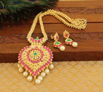 Kempu micro gold  plated necklace set 1