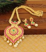 Kempu micro gold  plated necklace set