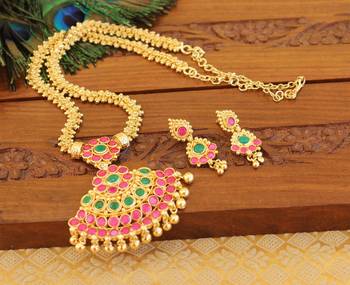 Kempu micro gold  plated necklace set 1