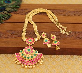 Kempu micro gold  plated necklace set 2