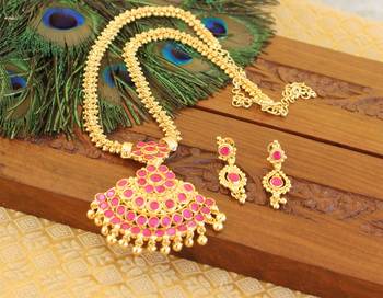Kempu micro gold  plated necklace set 1