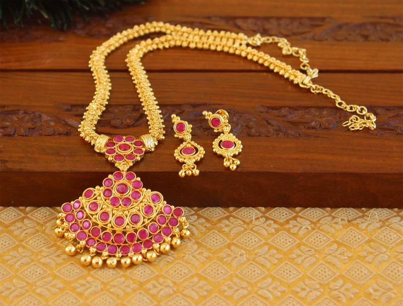 Kempu micro gold  plated necklace set