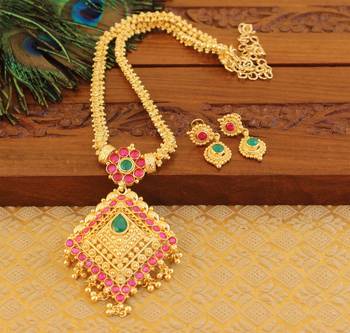 Kempu micro gold  plated necklace set 1